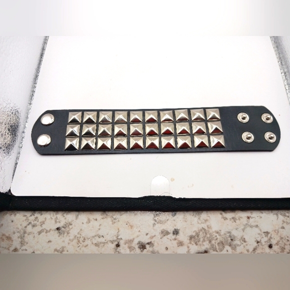 Goth Triple Row Studded vegan Leather Bracelet Unisex -Black-Lot Of 2 New - Picture 8 of 11